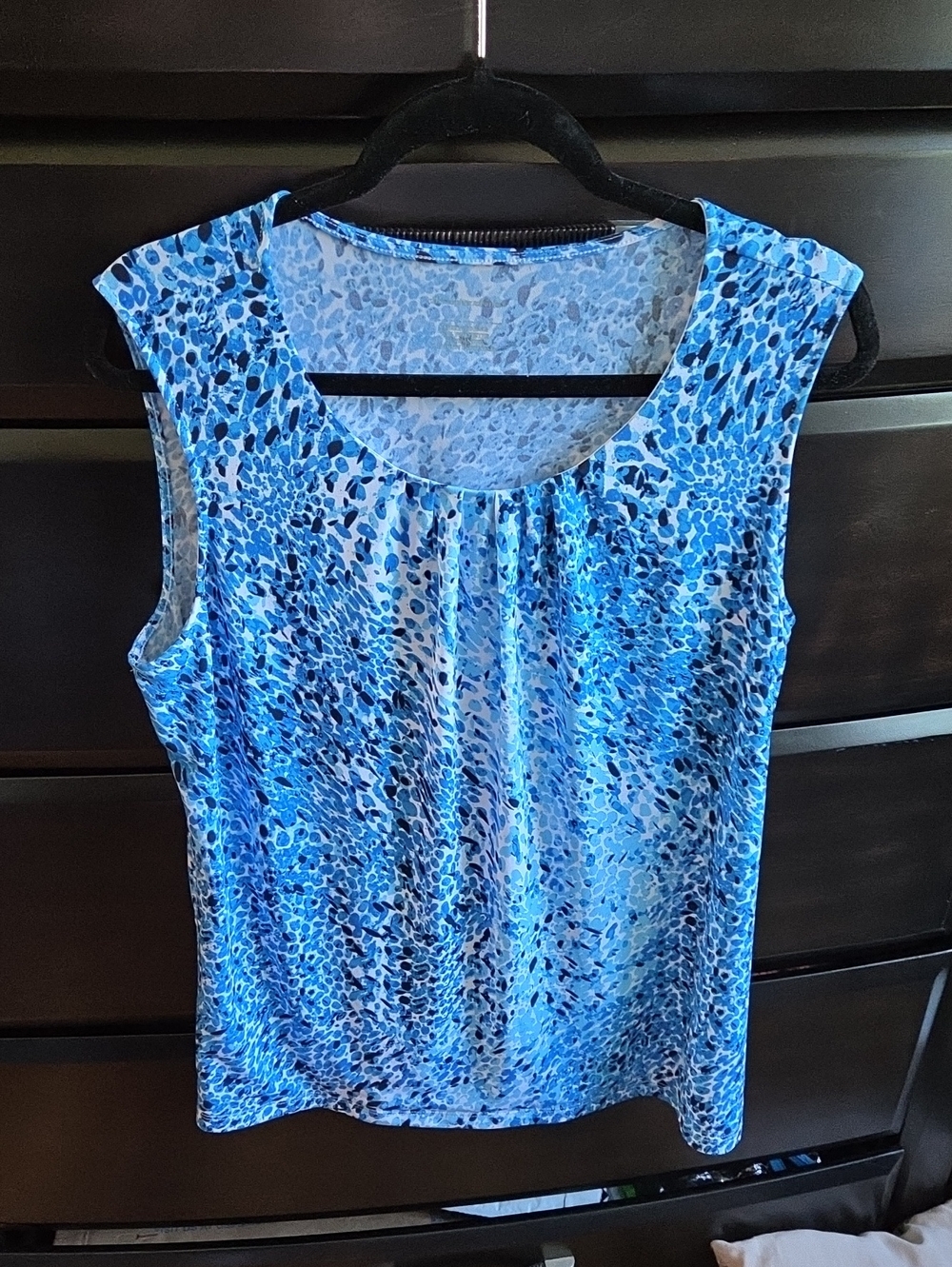 Christopher & Banks Blue Multi Print Scoop Neck Tank